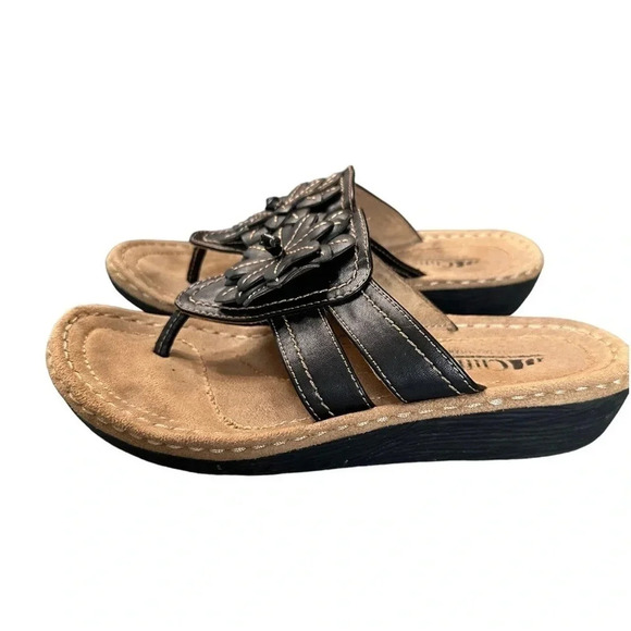 Cliffs by White Mountain 8.5 brown boho comfort wedge slip on sandals - Picture 5 of 9